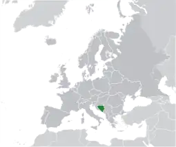 Mapa da Bósnia e Herzegovina na Europa