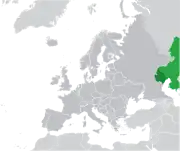 Mapa do Cazaquistão na Europa