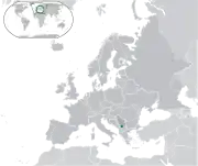 Mapa do Cosovo na Europa