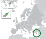 Mapa de Chipre do Norte na Europa