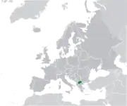 Mapa da Macedónia do Norte na Europa