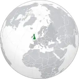 Localização do Reino Unido da Grã-Bretanha e Irlanda do Norte
