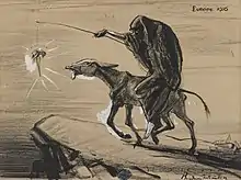 A cartoon named "Europe 1916" depicts Death riding a donkey toward the edge of a cliff. Death holds a long stick from which dangles a carrot just out of reach of the skinny donkey. The carrot is labeled "Victory".