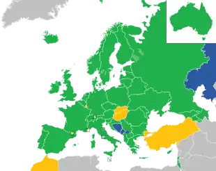 Um mapa colorido dos países da Europa