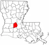 Localização da paróquia no Estado de Louisiana