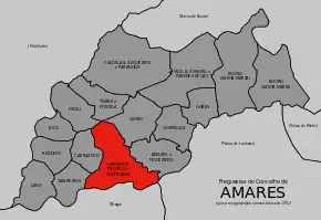 Localização no município de Amares