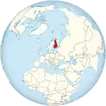 Map showing Finland in an orthographic projection