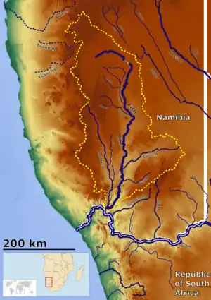 A área de captação do Visrivier no sul da Namíbia