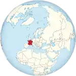 Map showing France in an orthographic projection