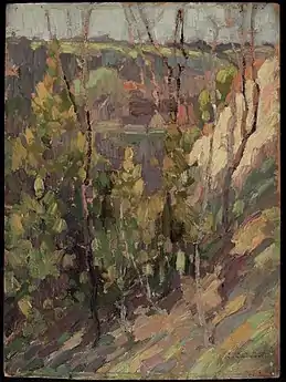Hillside , óleo sobre madeira, 1917–20, National Gallery of Canada, Ottawa