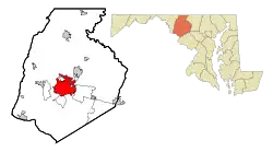 Localização no condado de Frederick