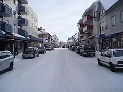 A rua Storgatan em Gällivare