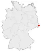 Mapa da Alemanha, posição de Görlitz acentuada