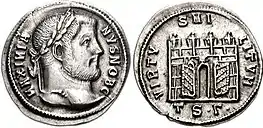 Argento de Galério (r. 293–311) emitido em Salonica ca. 302