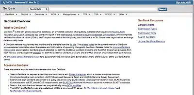 Página inicial do GenBank