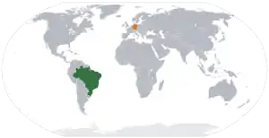 Mapa indicando localização da Alemanha e do Brasil.