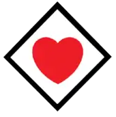 red heart in black square