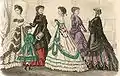Moda de 1869,  com crinolettes.
