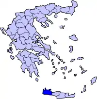 Localização de Chania na Grécia