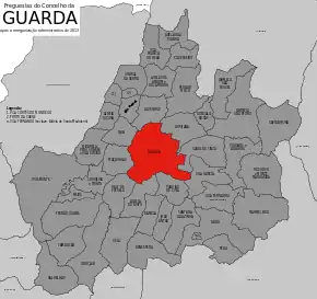 Localização no município de Guarda
