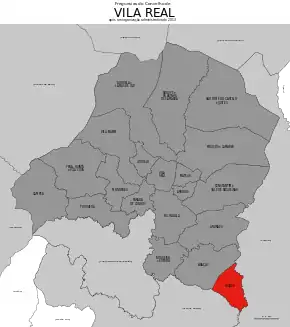 Localização no município de Vila Real