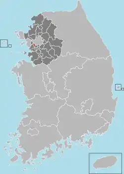 Localização na Coreia do Sul.