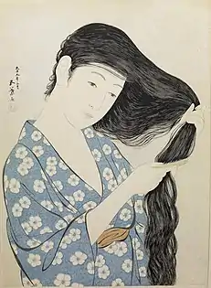 Mulher penteando o cabeloGoyō Hashiguchi, 1920