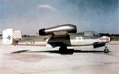 He 162 em testes após a guerra nos EUA.
