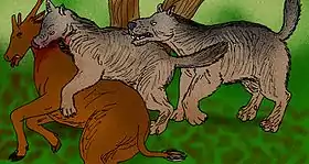 Hemicyon sansaniensis caçando