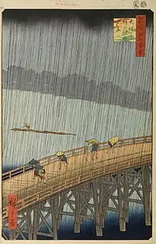 Ponte Shin-Ōhashi em Atake debaixo de aguaceiro repentinoHiroshige, 1857