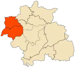 Mapa da província de Constantina destacando o distrito de Ibn Ziad