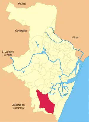 Localização do bairro Ibura na cidade do Recife