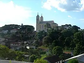 Vista parcial de Gaurama a partir da Estação Ferroviária. Ao fundo a Igreja Matriz São Luís Gonzaga.