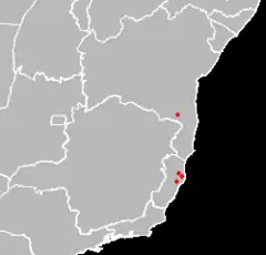 Locais onde foram feitas coletas desde 1983