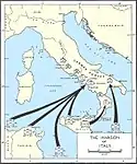 O mapa da invasão da Itália.