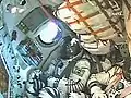 Marcos Pontes dentro da nave espacial Soyuz TMA-8 quando ela inicia sua inserção orbital em 30 de março de 2006