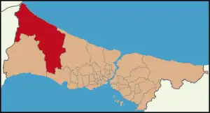 Localização de Çatalca na Província de Istambul