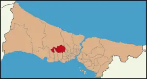 Localização de Başakşehir na Província de Istambul