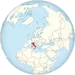 Map showing Italy in an orthographic projection