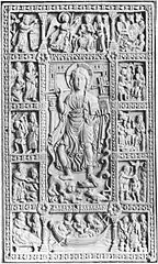 Capa de livro de marfim com cenas da vida de Cristo, c. 800 AD