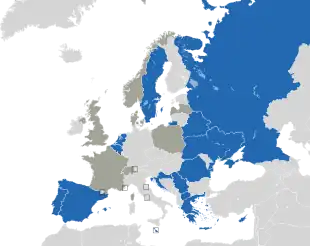 Um mapa colorido dos países da Europa