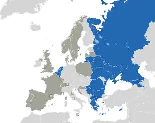 Um mapa colorido dos países da Europa