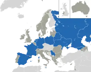 Um mapa colorido dos países da Europa