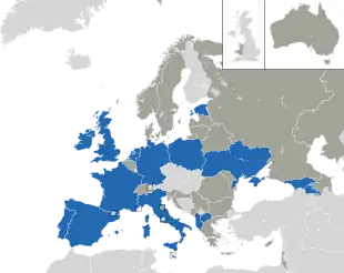 Um mapa colorido dos países da Europa