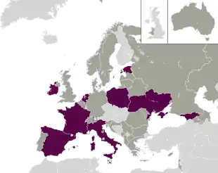 Um mapa colorido dos países da Europa