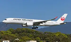 JA13XJ, o Airbus A350 da Japan Airlines envolvido no acidente, em abril de 2023.