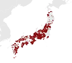 Distribuição do território ocupado pelos macacos japoneses