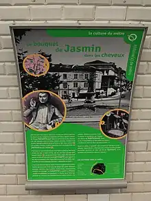 Plaque présentant l'historique du nom porté par la station.