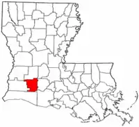 Localização da paróquia no Estado de Louisiana