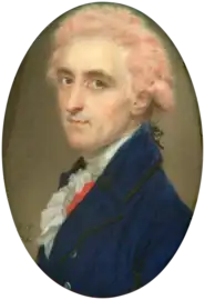 Coronel James Hamilton, usando uma peruca colorida com pó rosa, 1784.